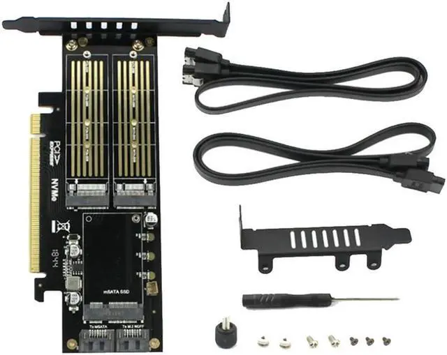 Alt view image 2 of 2 - FOR 3 In 1 NGFF And MSATA SSD Adapter Card M.2 NVME To Pcie 16X/M.2 SATA SSD To SATA I/MSATA To SATA Converter