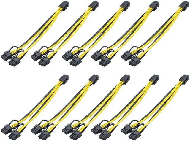 Main image of FOR 10Pcs Graphics Card Power Cable 6 Pin Female To Dual 8 Pin Male Adapter Cable 6+2 Pin Extension Cable For Graphics Card