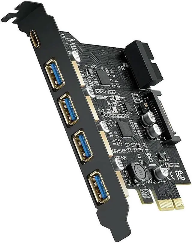 Main image of FOR PCI-E To USB 3.0 Card Type A (4) And Type C (1) 5 X USB 3.0 Ports USB 3.1 Gen1 PCI Express Card Bandwidth Up To 5 Gbps