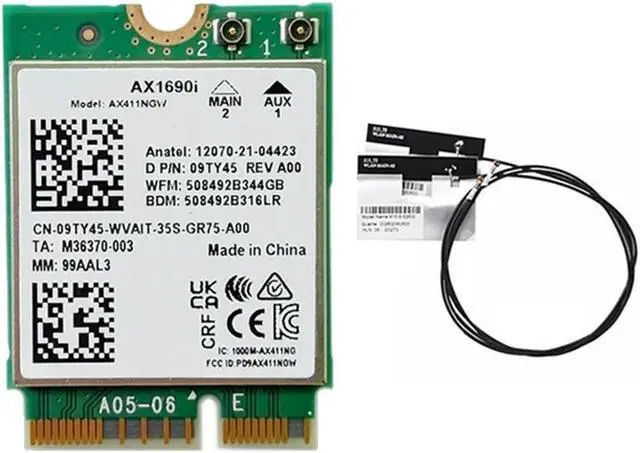 Main image of FOR AX1690I Wifi Card+2Xantenna AX411 Wi-Fi 6E Speed 802.11Ax 2.4/5/6Ghz 5.3 Module