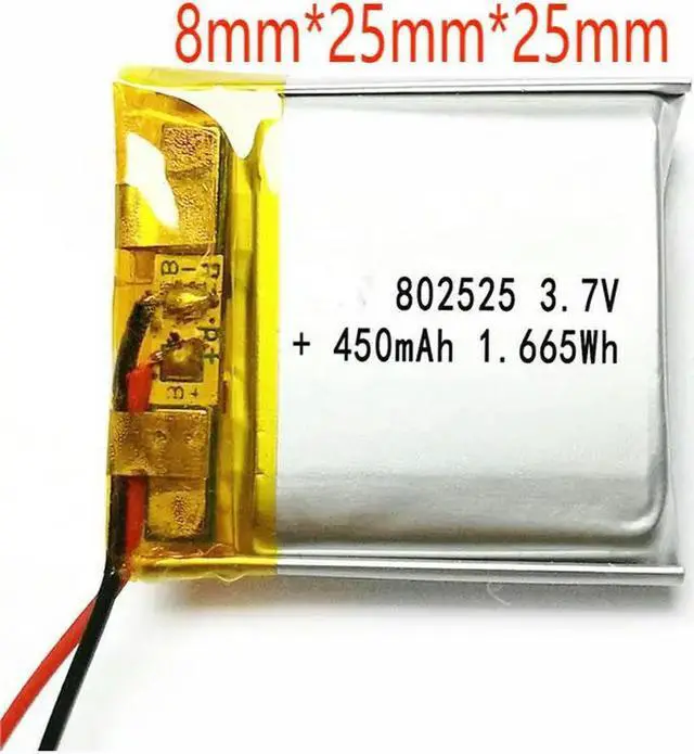 Main image of FOR 2 Pcs 3.7V 450mAh 802525 Polymer Ion 2.0mm Connector