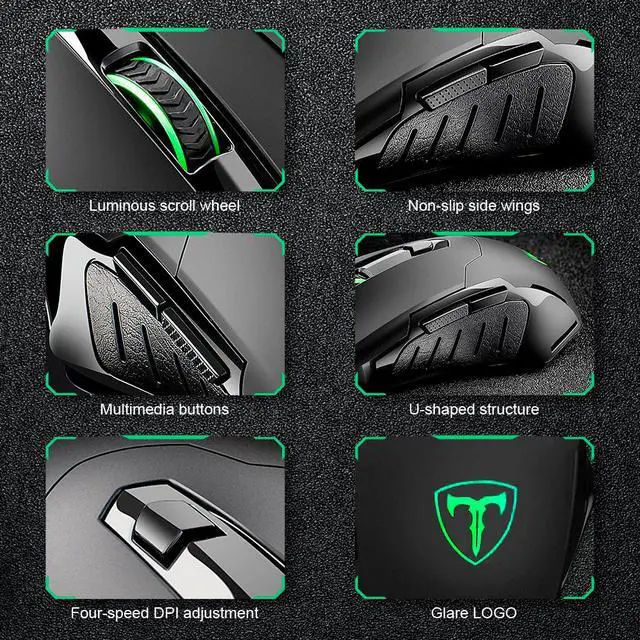 Alt view image 2 of 7 - Portholic Gaming Mouse Wired Breathing Light Ergonomic Game USB Computer Mice Multicolor Gamer Desktop Laptop PC Gaming Mouse, 6 Buttons for Windows 7/8/10/XP Vista Linux, Black