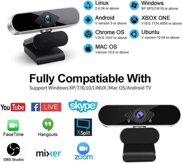 Alt view image 4 of 6 - Portholic Full HD 1080p Webcam, Webcam with Microphone Streaming Computer Web Cam for PC Laptop Desktop 360 Degree Rotation Computer Camera Highly Compatible with Win10/8/8.1/7/XP Linux Mac