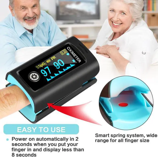 Alt view image 5 of 6 - Belifu Fingertip Pulse Oximeter Blood Oxygen Saturation Monitor for Pulse Rate and SpO2 Level, Portable Heart Rate Monitor with Large LED Display, with Batteries and Lanyard