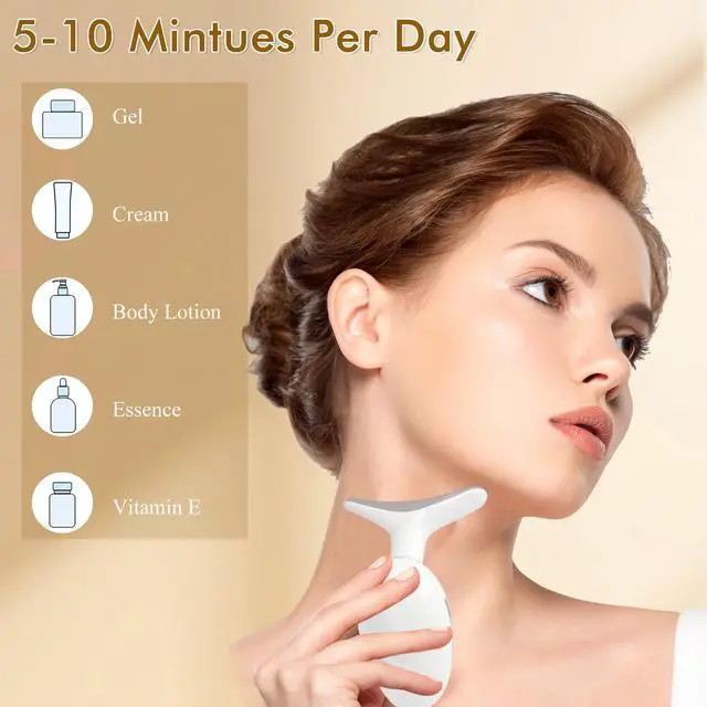 Alt view image 3 of 7 - 7-in-1 Facial Massager with LED Light Therapy, 3 Intensity Levels, 113°F Heating, Deep Cleaning & Skin Rejuvenation for Face and Neck 7 Modes, Rechargeable, Home Use