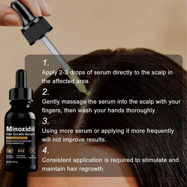 Alt view image 4 of 7 - 5% Minoxidil Topical Solution for Scalp Care, Dropper Applicator, Unscented Formula, Daily Use Hair Care Solution for Men and Women, 6 fl oz(Pack of 3)