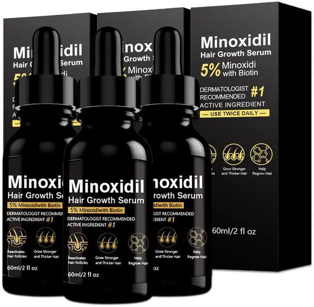 Main image of 5% Minoxidil Topical Solution for Scalp Care, Dropper Applicator, Unscented Formula, Daily Use Hair Care Solution for Men and Women, 6 fl oz(Pack of 3)
