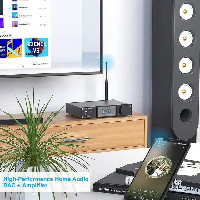 Alt view image 3 of 7 - Fosi Audio DA2120C 240W Bluetooth 5.0 Stereo Audio Hi-Fi DAC Amplifier Support aptX 24Bit-192kHz 2.1 Channel Integrated Class D Power Amp with RCA/PC-USB/Coaxial/Optical Input and Remote Control