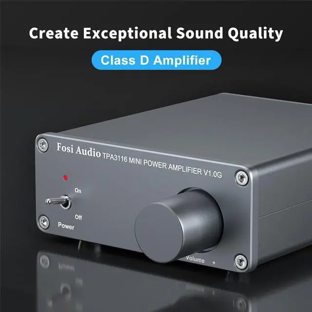 Alt view image 3 of 7 - Fosi Audio V1.0G 2 Channel Class D Mini Stereo Amplifier for Home Speakers TPA3116 50W x 2 with Power Supply