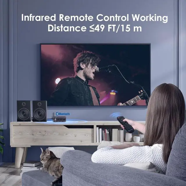 Alt view image 3 of 7 - Fosi Audio BL20A 200W Bluetooth 5.0 Home Audio Stereo Amplifier Hi-Fi Mini Class D Integrated Amp with U-Disk/3.5MM AUX/RCA Input and Remote Control for Home Passive Theater Speaker with Power Supply