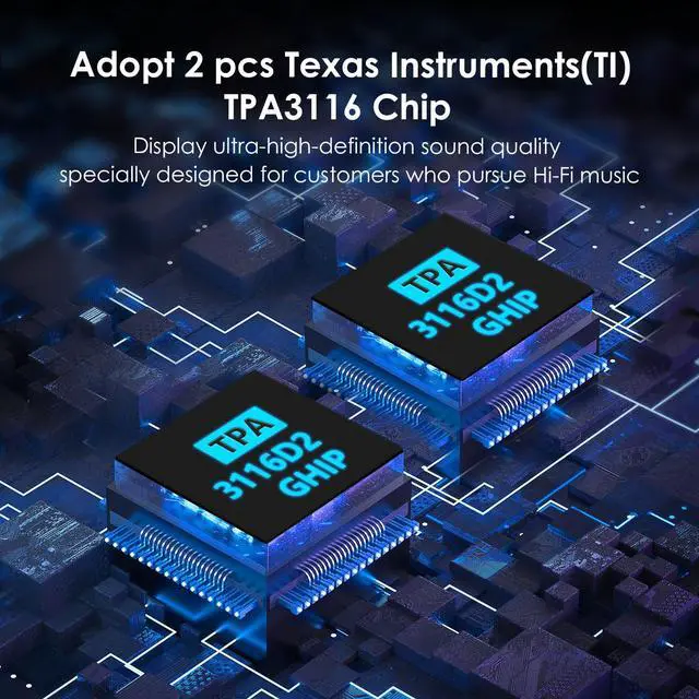 Alt view image 6 of 7 - Fosi Audio BL20A 200W Bluetooth 5.0 Home Audio Stereo Amplifier Hi-Fi Mini Class D Integrated Amp with U-Disk/3.5MM AUX/RCA Input and Remote Control for Home Passive Theater Speaker with Power Supply