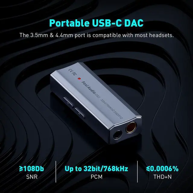 Alt view image 3 of 7 - Fosi Audio DS2 USB C to AUX Headphone Amp DAC Dongle 3.5mm Jack Audio Portable Amplifier Dual Output DSD256 4.4mm Balanced High Resolution CS43131 for iPhone 15 Pro Max Plus iPad Android Phone