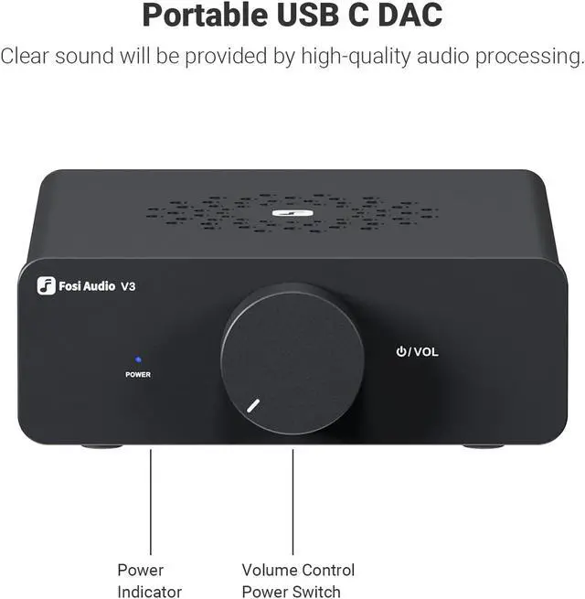 Alt view image 2 of 7 - Fosi Audio V3 Stereo Amplifier 300W x2 with TPA3255 Class D for Home Audio and Theater Systems Featuring Audiophile-Grade Components and Innovative Cooling Design with 32v power supply