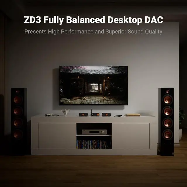 Alt view image 2 of 7 - Fosi Audio ZD3 Desktop DAC Preamp, Fully Balanced Digital to Analog Audio Converter with ES9039Q2M for Home Stereo Amplifier, Bluetooth/USB/Optical/Coax/TV HDMI ARC Input, XLR/RCA Output with Remote