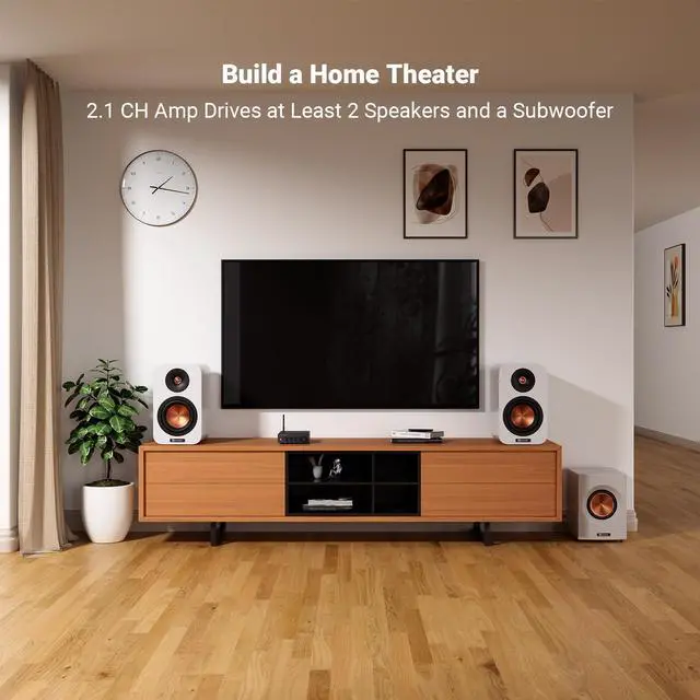 Alt view image 5 of 7 - Fosi Audio BT30D Pro TPA3255 Hi-Fi Bluetooth 5.0 Stereo Audio Receiver Amplifier 2.1 Channel Mini Class D Integrated Amp 165 Watt x2+350 Watt for Home Outdoor Desktop Bookshelf Speakers/Subwoofers