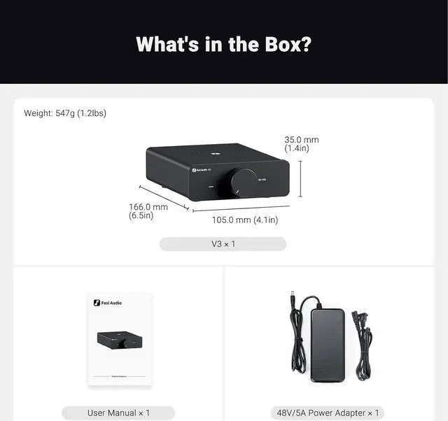 Alt view image 7 of 7 - Fosi Audio V3 Stereo Amplifier Home Audio 300 Watts x2 Power TPA3255 Class D Mini Speaker Amp 2 Channel Audio Component for Passive Bookshelf Tower Speakers Desktop Home Theater with 48V Power Supply
