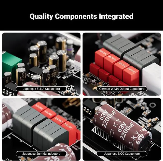 Alt view image 6 of 7 - Fosi Audio V3 Stereo Amplifier Home Audio 300 Watts x2 Power TPA3255 Class D Mini Speaker Amp 2 Channel Audio Component for Passive Bookshelf Tower Speakers Desktop Home Theater with 48V Power Supply
