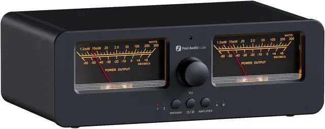 Main image of Fosi Audio LC30 VU Meter Amplifier Speaker Selector Switch Box Audio Visualizer 2 In 2 Out Vintage Switcher for High Power Stereo Class A, B, AB, D, Tube Amps Home Audio Component Remote Control-Black