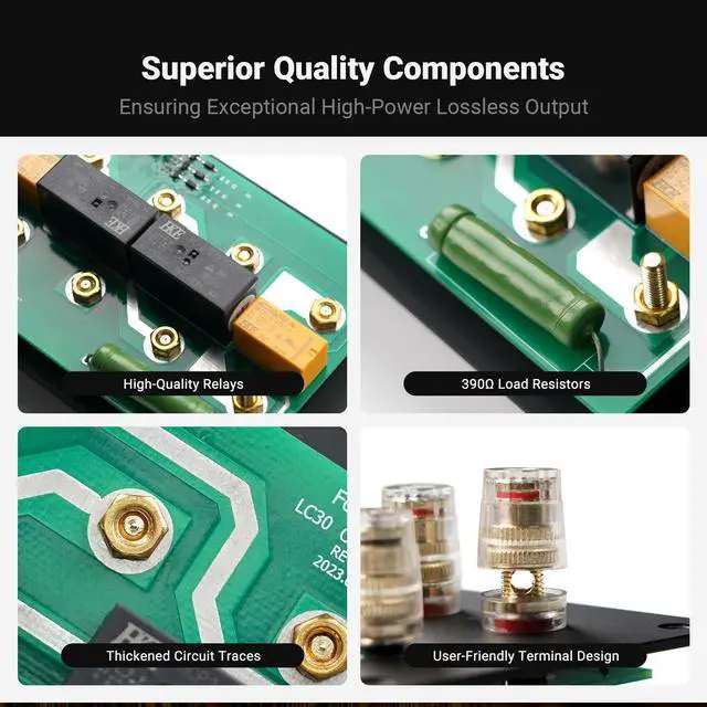 Alt view image 6 of 7 - Fosi Audio LC30 VU Meter Amplifier Speaker Selector Switch Box Audio Visualizer 2 In 2 Out Vintage Switcher for High Power Stereo Class A, B, AB, D, Tube Amps Home Audio Component Remote Control-Black