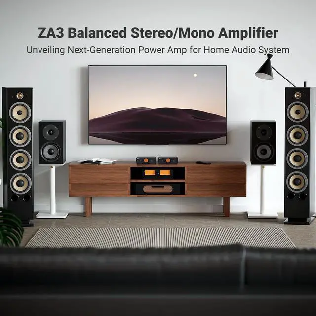 Alt view image 2 of 7 - Fosi Audio ZA3 Balanced Stereo Amplifier Home Audio Component Mini 2 Channel Mono Amp TPA3255 for Subwoofer Desktop Home Theater Bookshelf Tower Floorstanding Passive Speakers with 48V Power Supply