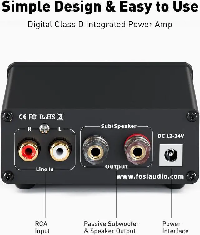 Alt view image 5 of 7 - Fosi Audio M04 Subwoofer Amplifier for Home Theater Mono Channel Digital Class D Integrated Power Amp for Passive Speakers Subwoofer