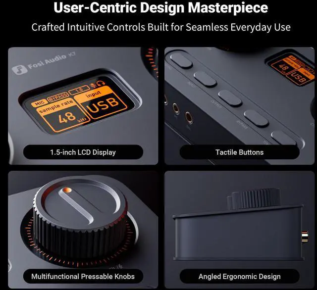 Alt view image 3 of 7 - Fosi Audio K7 DAC Headphone Amp, Desktop USB C Digital to Analog Audio Converter for Workspace and Gaming PC PS5