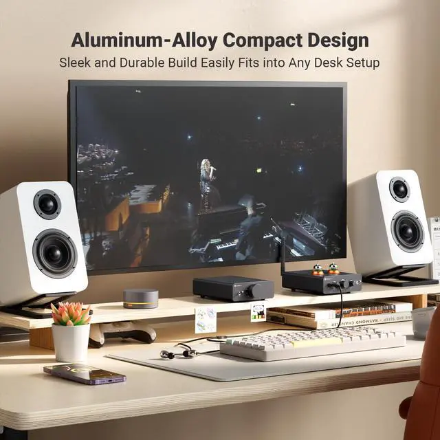 Alt view image 5 of 7 - Fosi Audio Q6 Mini Desktop DAC, USB C Digital to Analog Audio Converter for Home Stereo Amplifier and Headphone Amp