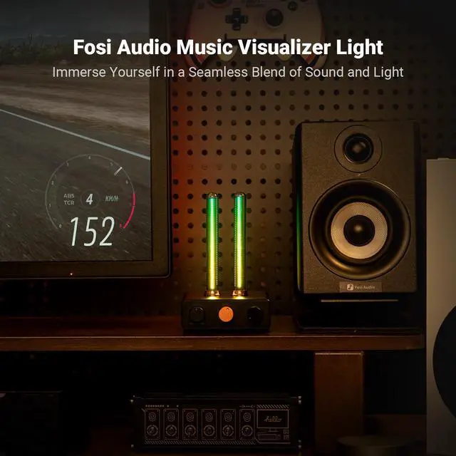 Alt view image 2 of 7 - Fosi Audio Music Visualizer, Sound Pickup Spectrum Analyzer, Vintage Tube RGB Ambient Light, Microphone Voice Picking Volume Display Meter for Home Stereo System Desktop, with Sensitivity Adjustment