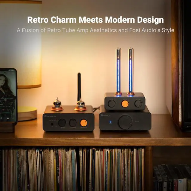 Alt view image 5 of 7 - Fosi Audio Music Visualizer, Sound Pickup Spectrum Analyzer, Vintage Tube RGB Ambient Light, Microphone Voice Picking Volume Display Meter for Home Stereo System Desktop, with Sensitivity Adjustment