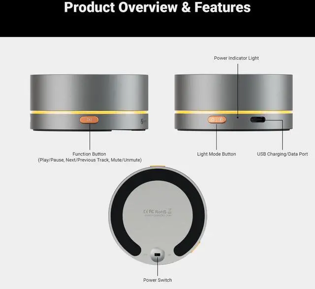 Alt view image 6 of 7 - Fosi Audio VOL20 Bluetooth Volume Control Knob, USB Multimedia Controller for PC/Gaming/Home Audio/Desktop, RGB Lighting Customization Multi-Function Button with Adjustment