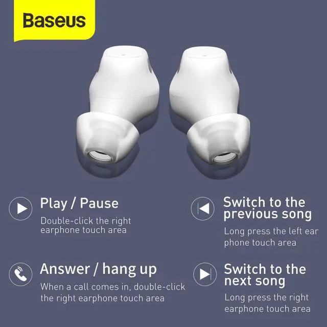 Alt view image 6 of 7 - Baseus True Wireless Earphones WM01 Black