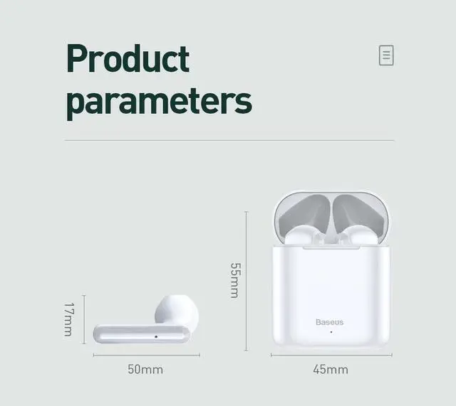 Alt view image 7 of 7 - Baseus True Wireless Earphones W09 White