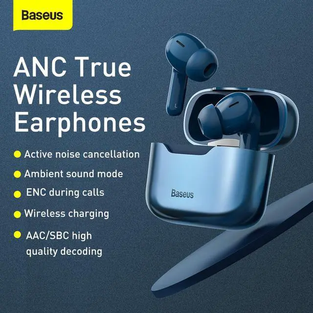 Alt view image 2 of 7 - Baseus Active Noise Cancelling-Wireless Charging-True Wireles Earphones S1 Pro Blue