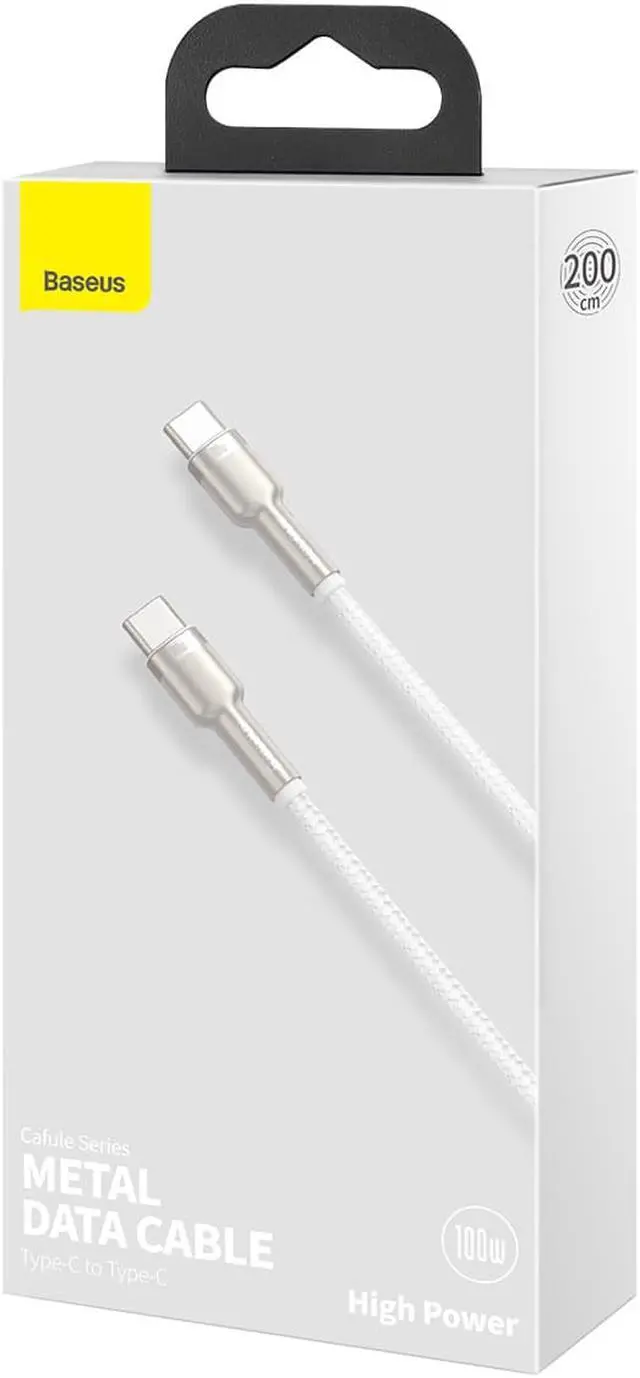 Alt view image 2 of 7 - Baseus Cafule Metal Data Cable Type-C to Type-C 100W 2m White