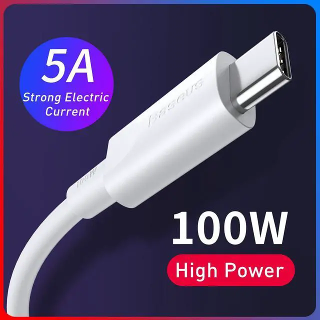 Alt view image 2 of 7 - Baseus Xiaobai series fast charging Cable Type-C 100W 1.5m White