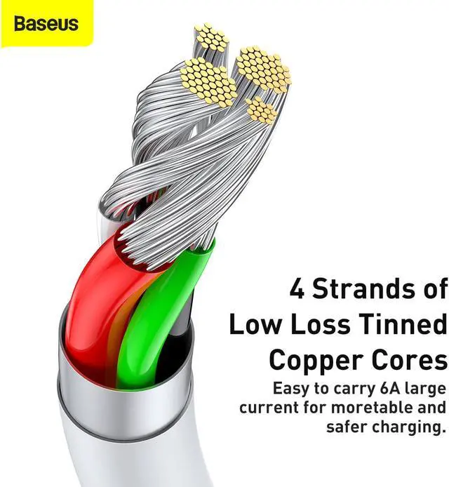 Alt view image 5 of 7 - Baseus Superior Series Fast Charging Data Cable USB to Type-C 66W 2m White