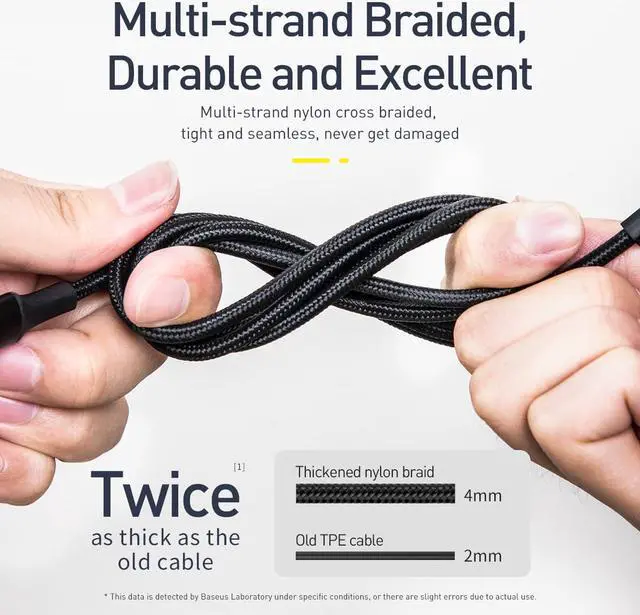 Alt view image 6 of 7 - Baseus twins 2 in 1 cable Type-C to Type-C 60W Ip 20W Black