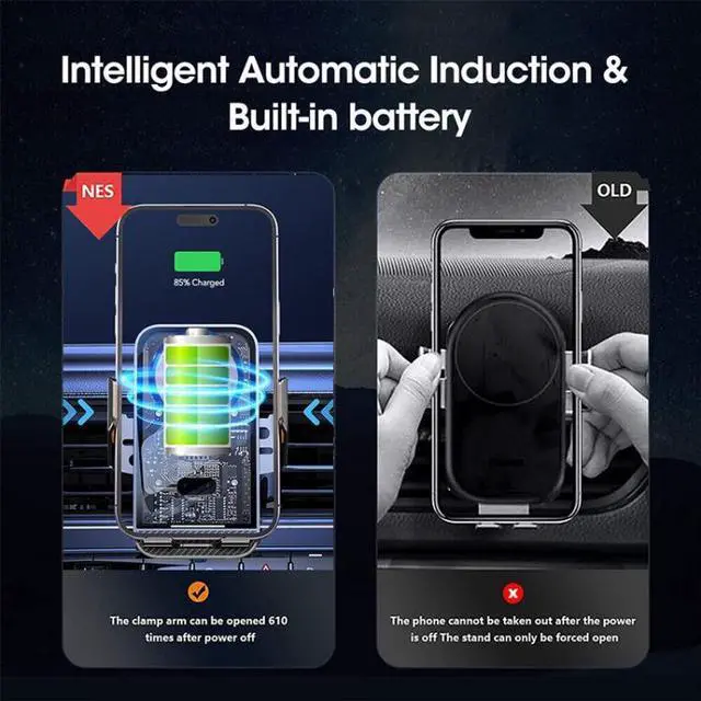 Alt view image 4 of 7 - WEKOME WP-U204 Wireless Charging 15W MAX IPhone Car Holder