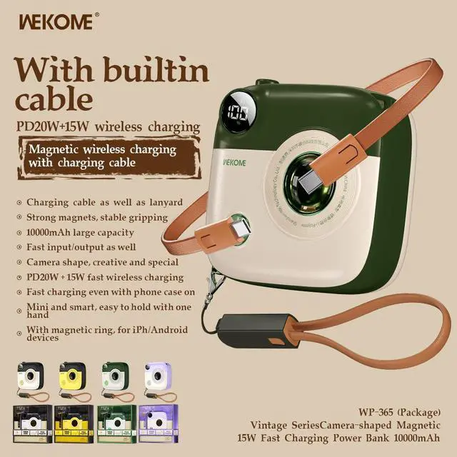 Alt view image 2 of 3 - WEKOME WP-365  Polaroid like 10000mah Magnetic Powerbank for IPhone