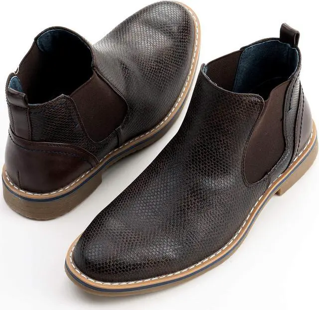 Alt view image 11 of 14 - Alpine Swiss Mens Nash Chelsea Boots Snakeskin Ankle Boot Genuine Leather Lined