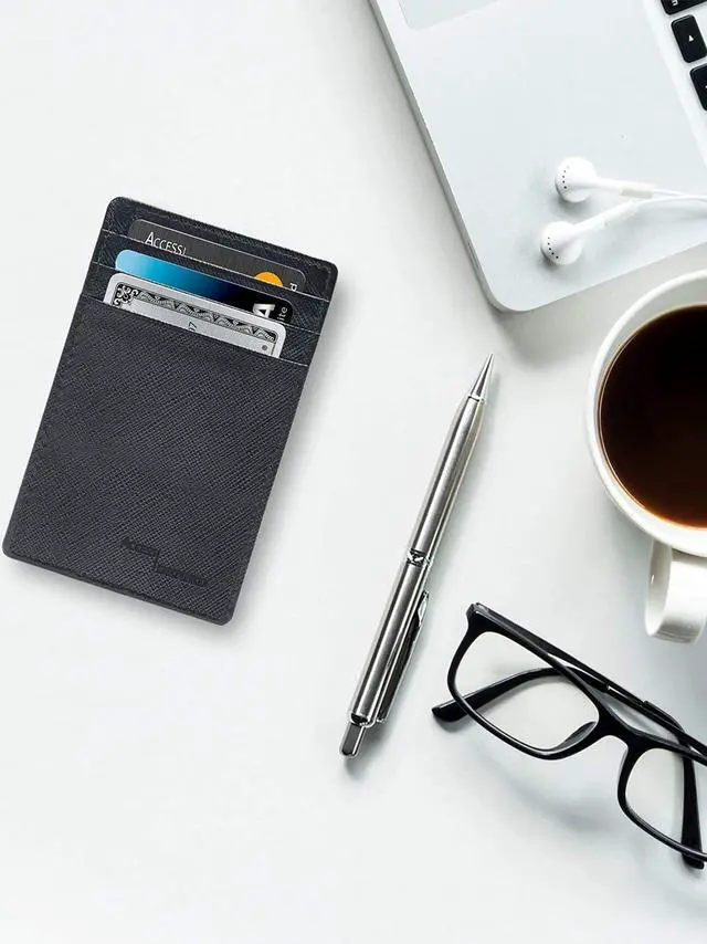 Alt view image 12 of 14 - Slim Minimalist Wallets for Men & Women - Front Pocket Wallet RFID Blocking Card Holder