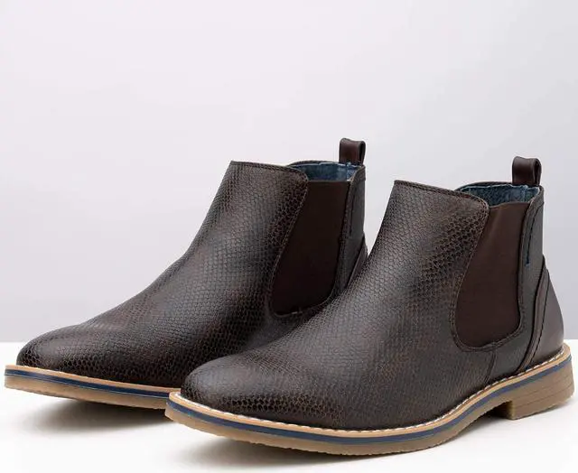 Alt view image 13 of 14 - Alpine Swiss Mens Nash Chelsea Boots Snakeskin Ankle Boot Genuine Leather Lined