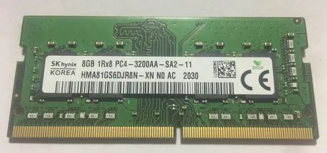 Alt view image 3 of 3 - SK HYNIX HMA81GS6DJR8N-XN 8GB 3200 DDR4 1Rx8 PC4-3200AA-SA2-11 260Pin SODIMM 1.2V For Laptop