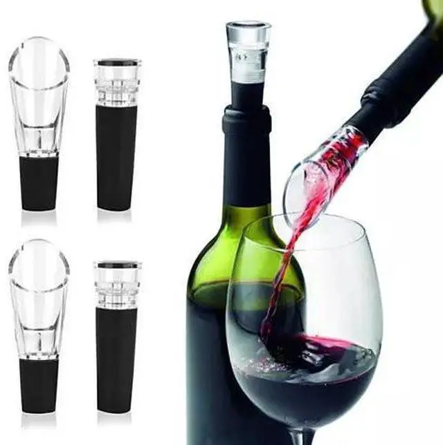 Main image of Vista Pour And Preserve Wine Bottle Spouts And Stoppers Set Of 4 - Clear