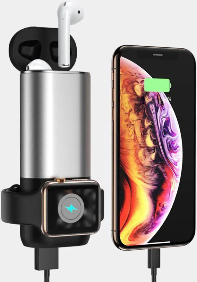 Main image of Porta 3 in 1 Wireless Charger For Apple Watch And Airpods Plus Phone - Black