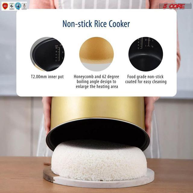 Rice Cooker Small Rice Maker Steamer Pot Electric Steamer Digital Electric Rice Pot Multi Cooker & Food Steamer Warmer 5.3 qt MONSFEST