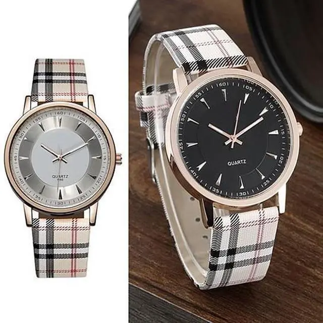 Main image of Vista Londonite Watch With Plaid Band Time To Be Playful - Pink-Black