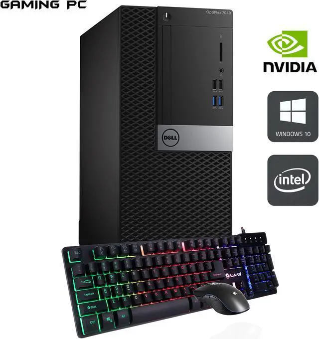 Main image of DELL Optiplex 7040 Tower Desktop Computer i5 6500 3.2Ghz 32GB DDR4 RAM 1TB SSD GTX 1650 Win 10 Pro WIFI with Gaming PC Keyboard & Mouse HAJAAN HC510 WiFi HDMI