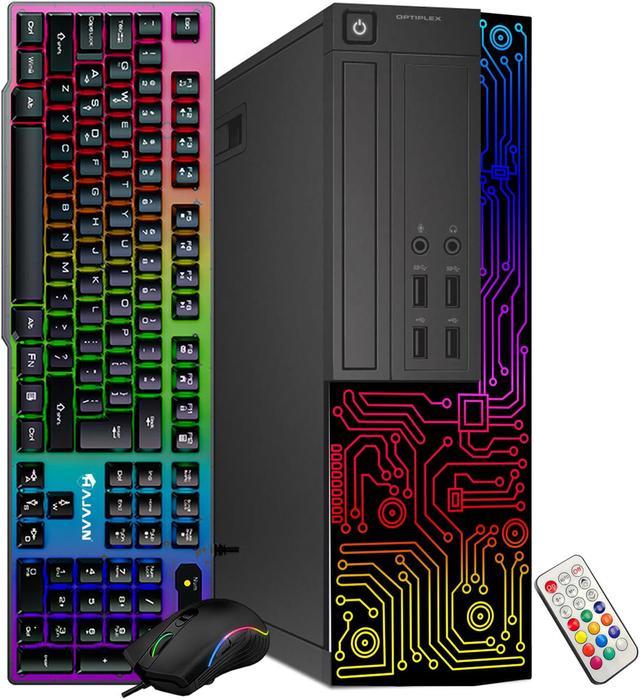 Refurbished: Dell OptiPlex Desktop Customized RGB Lights Computer Intel i5  Quad-Core Processor 8GB RAM 256GB SSD Win 10 Pro WIFI, HAJAAN Gaming PC  Keyboard & Mouse 