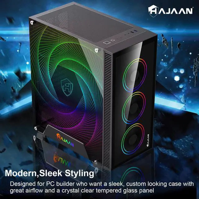 Alt view image 3 of 7 - HAJAAN Gaming PC Desktop  13th Gen Intel Core i5-13400F 10-Core Processor up to 4.6 GHz, NVIDIA RTX 3070 Ti 8GB, 1TB NVME SSD, 32GB DDR4 RAM, Wi-Fi Ready, Windows 11 Pro 64-bit